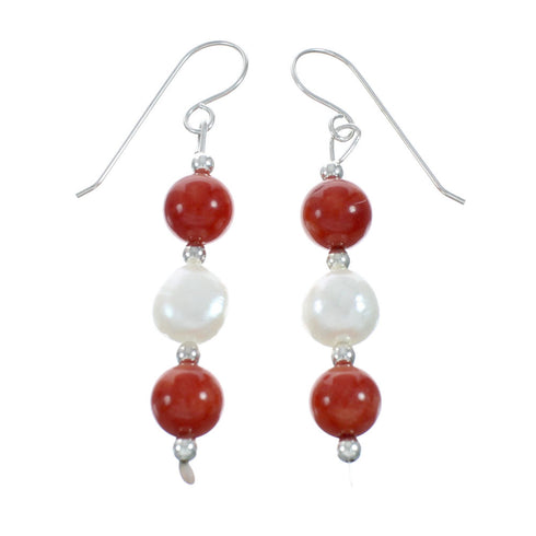 Genuine Sterling Silver Multicolor Bead Hook Dangle Earrings X11097